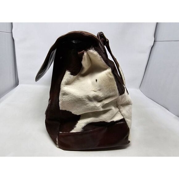 VITTORIO RICCI HAND MADE ITALY BROWN LEATHER COW HIDE PURSE TOTE LARGE 18" X 9" - Picture 4 of 10
